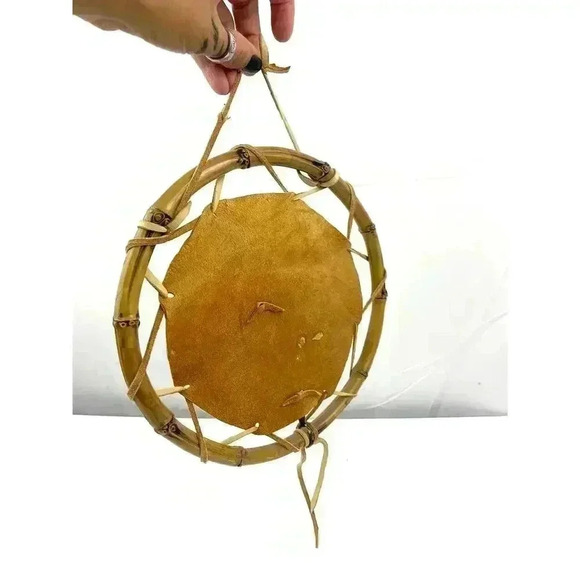 VTG Leather Cutout Floral Dream Catcher Native American Signed CL Rice 1990 - Picture 6 of 16